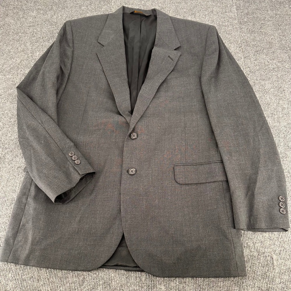 American Trend Sport Coat Blazer 42R Worsted Wool Two Button Gray Vintage USA